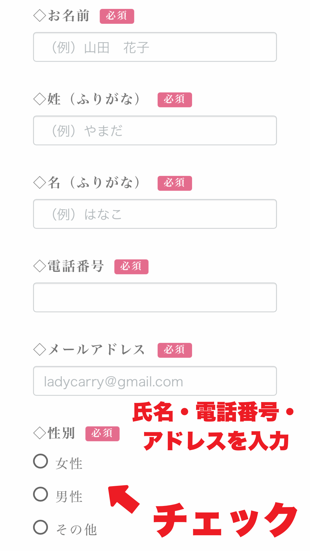 ラディキャリ申し込みの流れ
